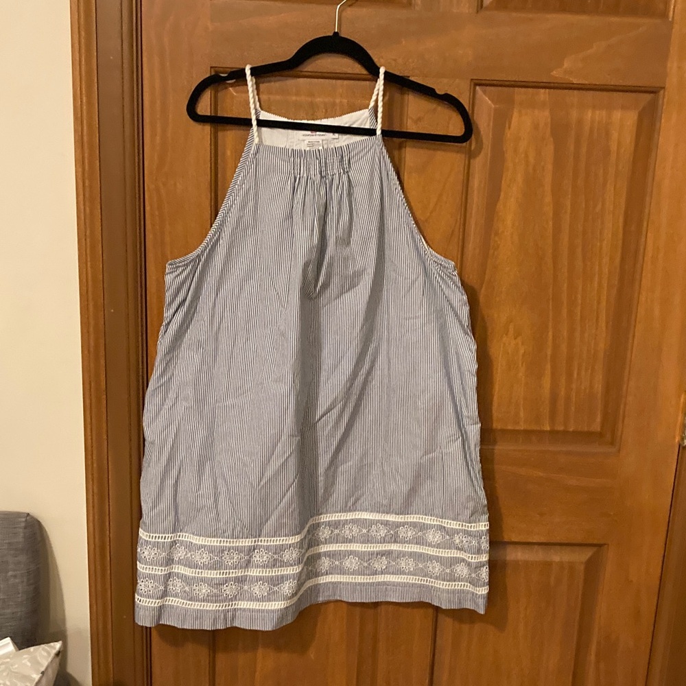 Vineyard Vines Light Blue & White Striped Lace-Trim Mini Dress - Picture 2 of 3